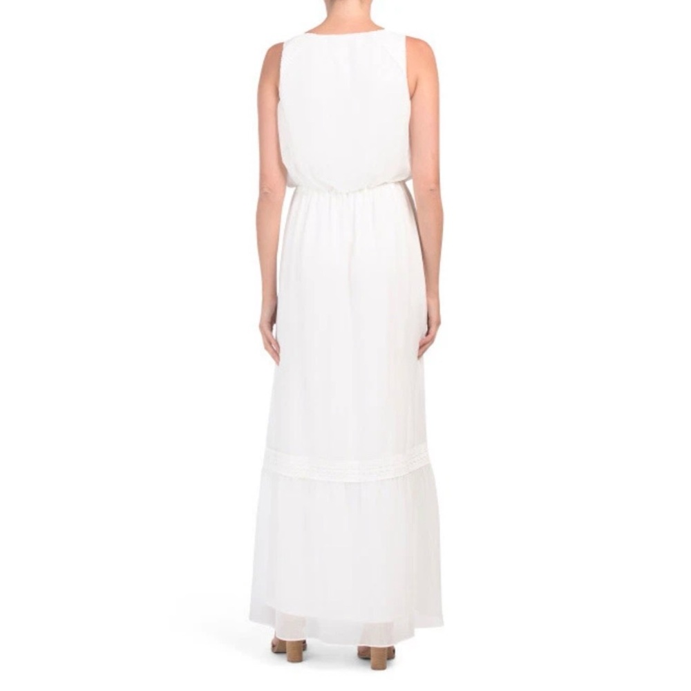 NWT Adrianna Papell Elegant Ivory Chiffon Sleeveless Maxi Dress Boho Vacation - Picture 5 of 15